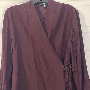 Banana Republic plum colored wrap blouse